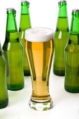 Glass and bottle of beer