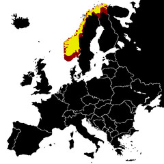 European map with Norway highlighted