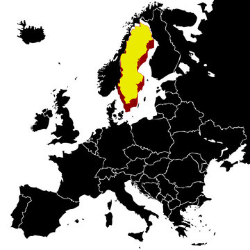 European map with Sweden highlighted