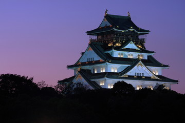 Osaka Castle at dusk, Japan