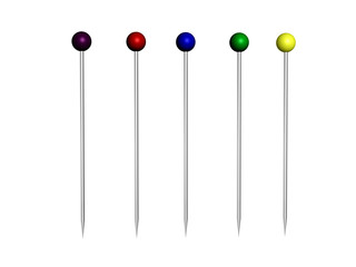colored push pins isolated on white