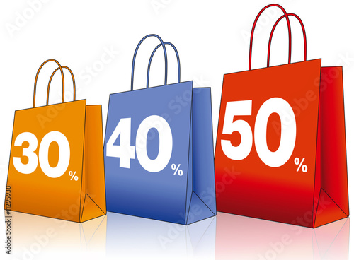 Shopper Colorati Sconti 30 40 50 Stock Photo And Royalty