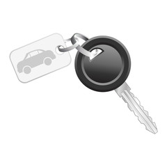 Key with icon car tag isolated over white background