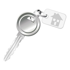 Key with icon home tag isolated over white background