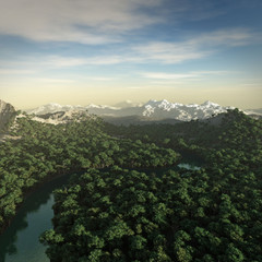 3D rendering of a fictional landscape.