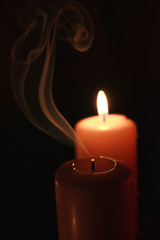 Candle, flame, smoke