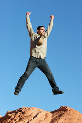 Obraz premium Businessman jumping