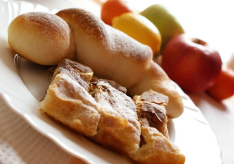 croissant and fruit