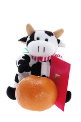 Soft Toy Cow and Mandarin