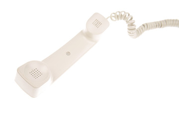 Telephone receiver on white background