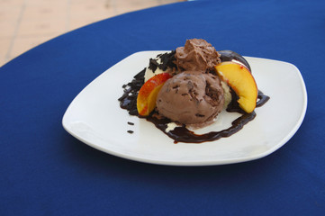 Close-up of ice cream on white plate