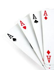 Four aces isolated on white