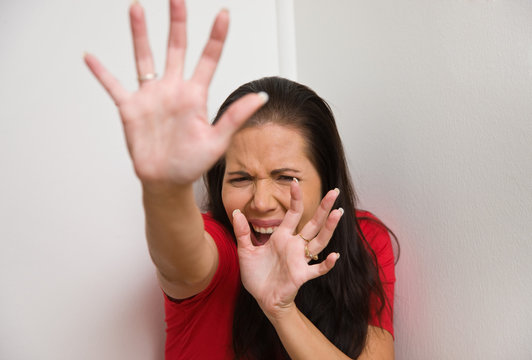 anxious woman symbol of violence in the family