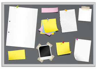 Bulletin board with stationery (grouped for easy editing)