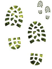 Camoflage and green boot prints