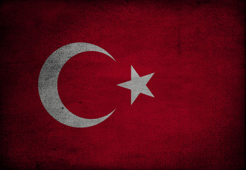 Turkey flag on vintage background