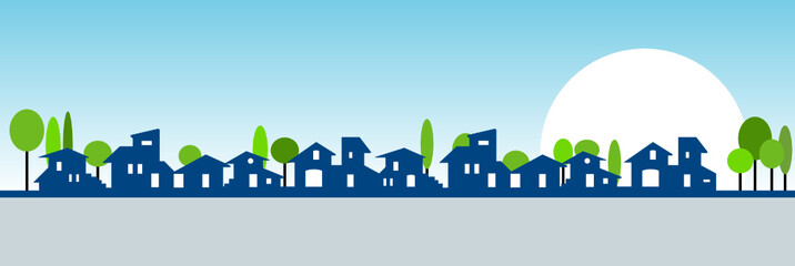 Little village silhouette - Cool colors