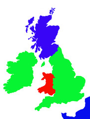 Obraz premium Outline map of United Kingdom and France