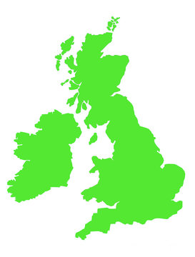 Outline map of United Kingdom in green