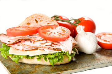 Turkey Sandwich and Vegetables