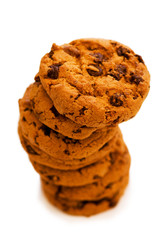 Chocolate cookies isolated on the white background