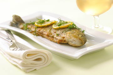 Roasted trout with lemon and dill