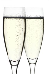 Two glass of champagne close up