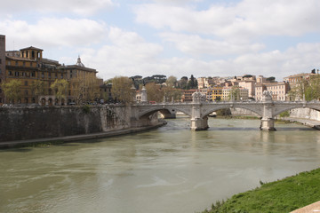 The bridge over the river in Rome Tiber