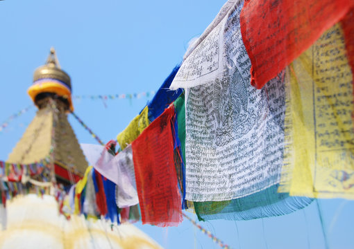 Flags in buddhist stupa