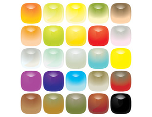 Reflective glassy rounded edge buttons