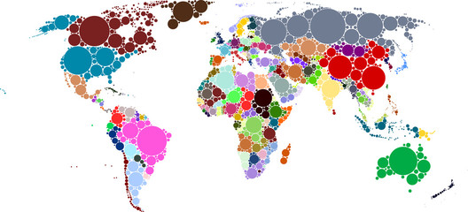 Fototapeta premium World Map Circles Countries