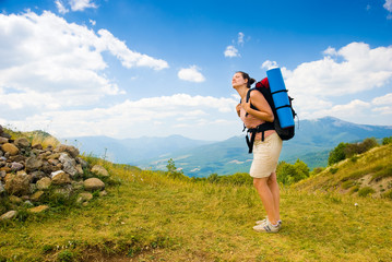 Obraz premium Happy hiker