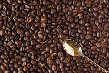 Coffee beans and spoon