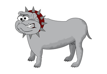 BullDog Cartoon - Isolated On White