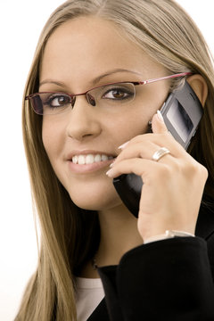 Businesswoman calling on mobile
