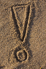 exclamation sign in sand
