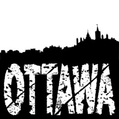 Ottawa skyline with grunge text