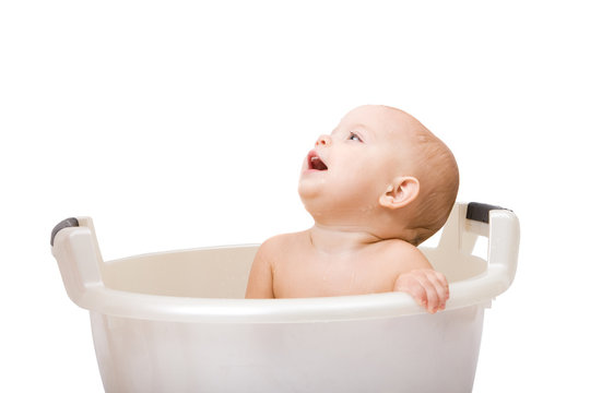 baby having bath