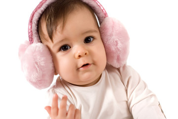 adorable baby girl with ear warmer