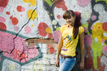 girl on graffiti background