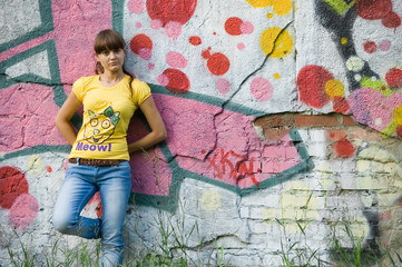 girl on graffiti background