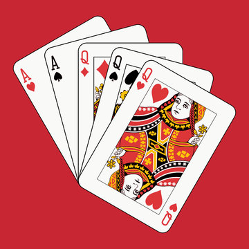 Full house queens aces on red