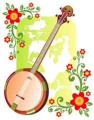 banjo with flowers