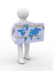 businessman with a credit card on a white background. 3D image
