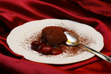 Mousse au Chocolat dusted with Cacao and Red Fruit Jelly