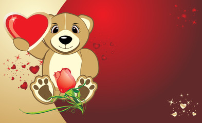 Bruin with a heart. Card to the Valentine day. Vector