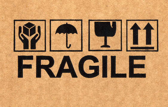 fragile symbol on cardboard