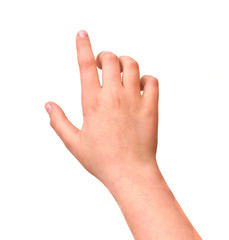 Girl's hand isolated on white background