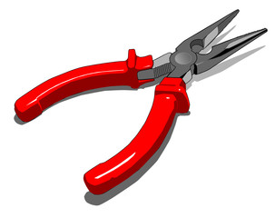 pliers with red plastic handles, vector illustration
