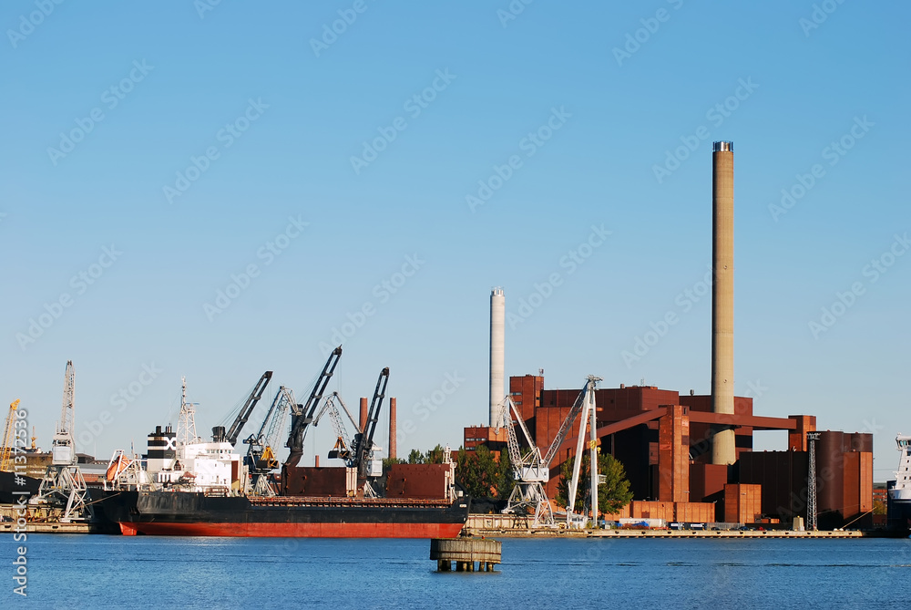 Wall mural seaport